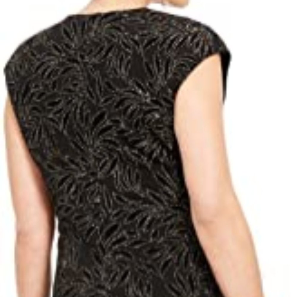 CONNECTED APPAREL Black/Gold Cap Sleeve Dress - Picture 4 of 5